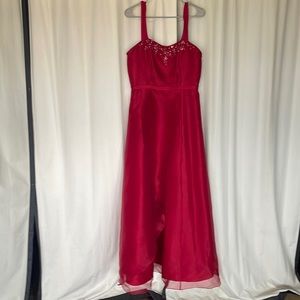 A red size 12 Alexia Designs dress.